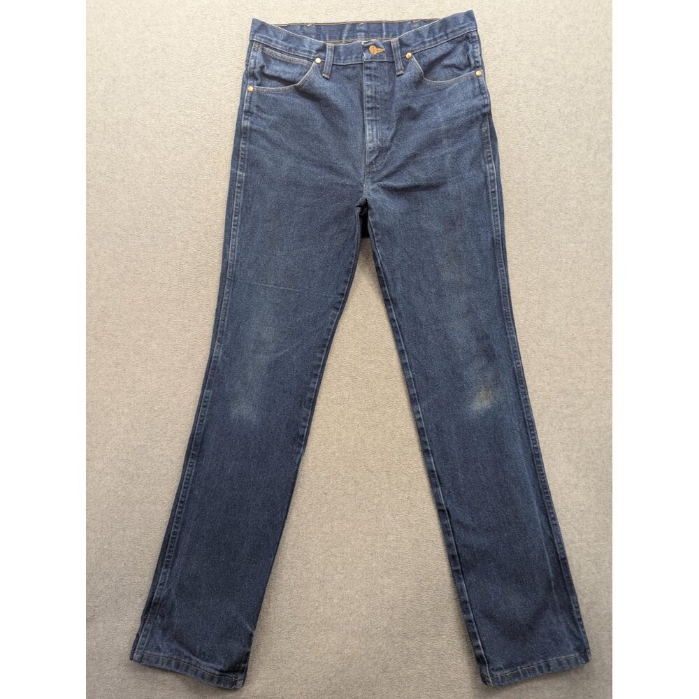 Wrangler Jeans Mens 34x36 Blue Denim Straight Leg Zip Fly 5-Pocket 9300DEN